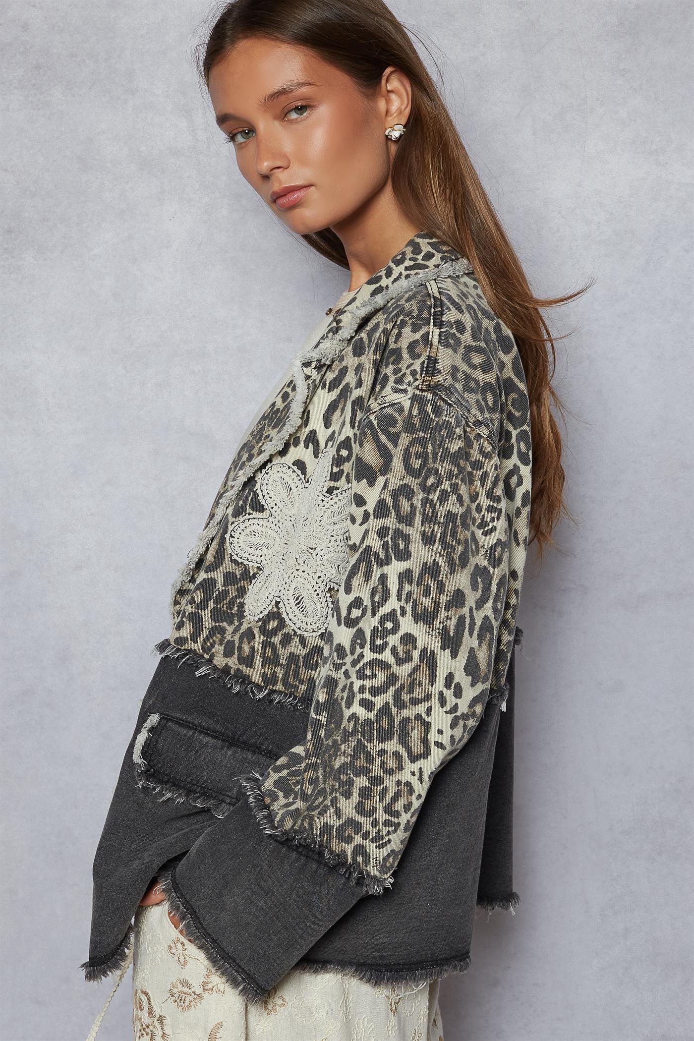 POL Leopard and Black Blazer Jacket