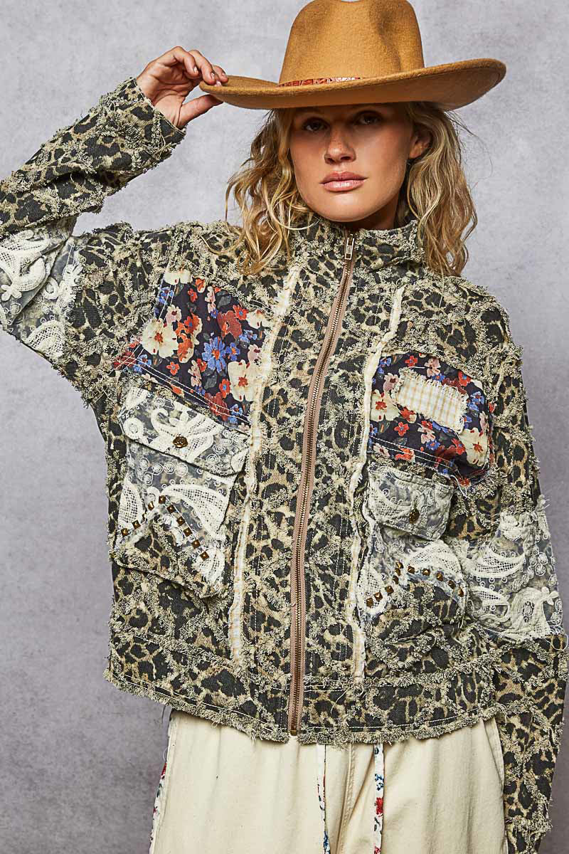 POL Patchwork Jacket Sand Leopard