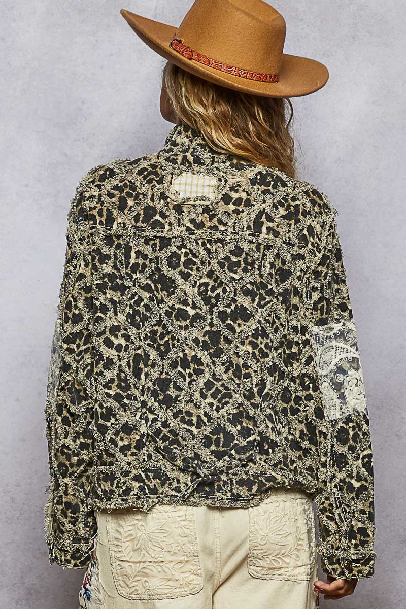 POL Sand Leopard Patch Jacket