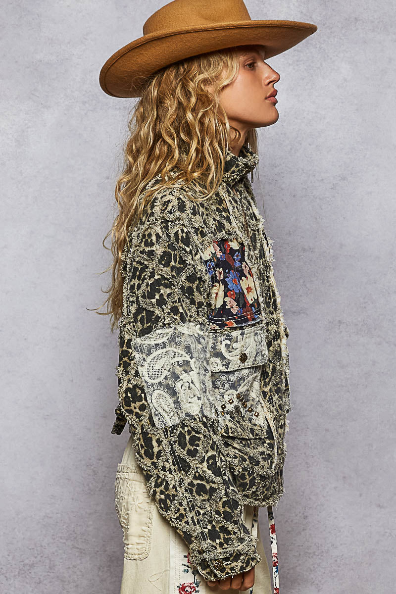 POL Patchwork Jacket Sand Leopard