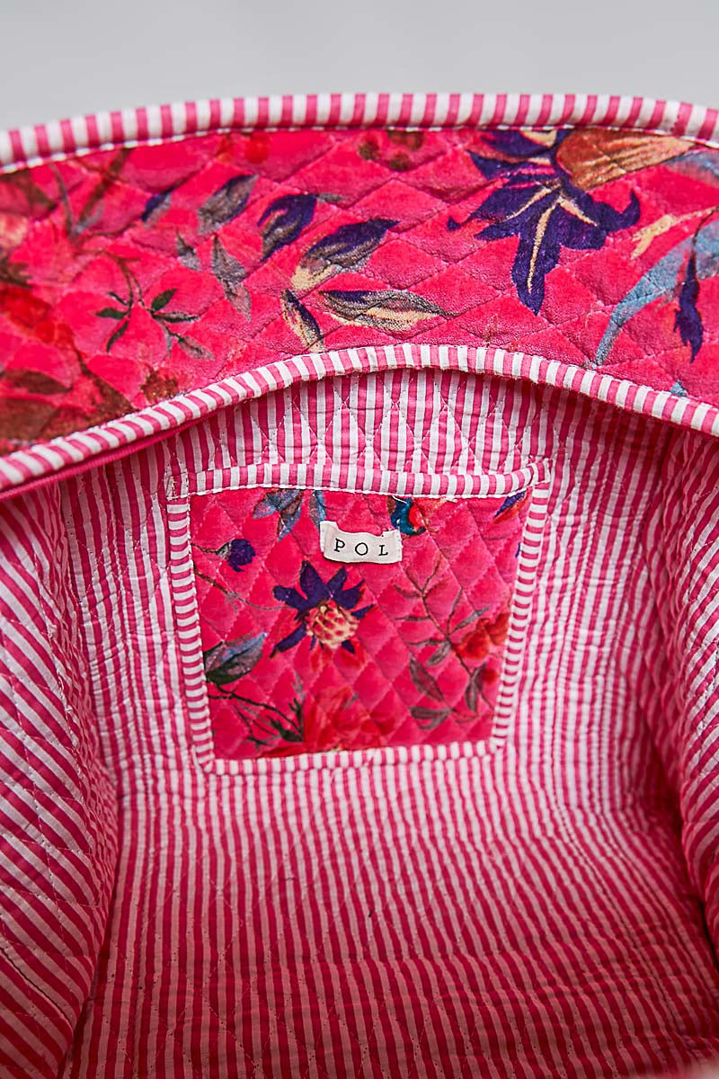 POL Pink Velvet Quilted Tote