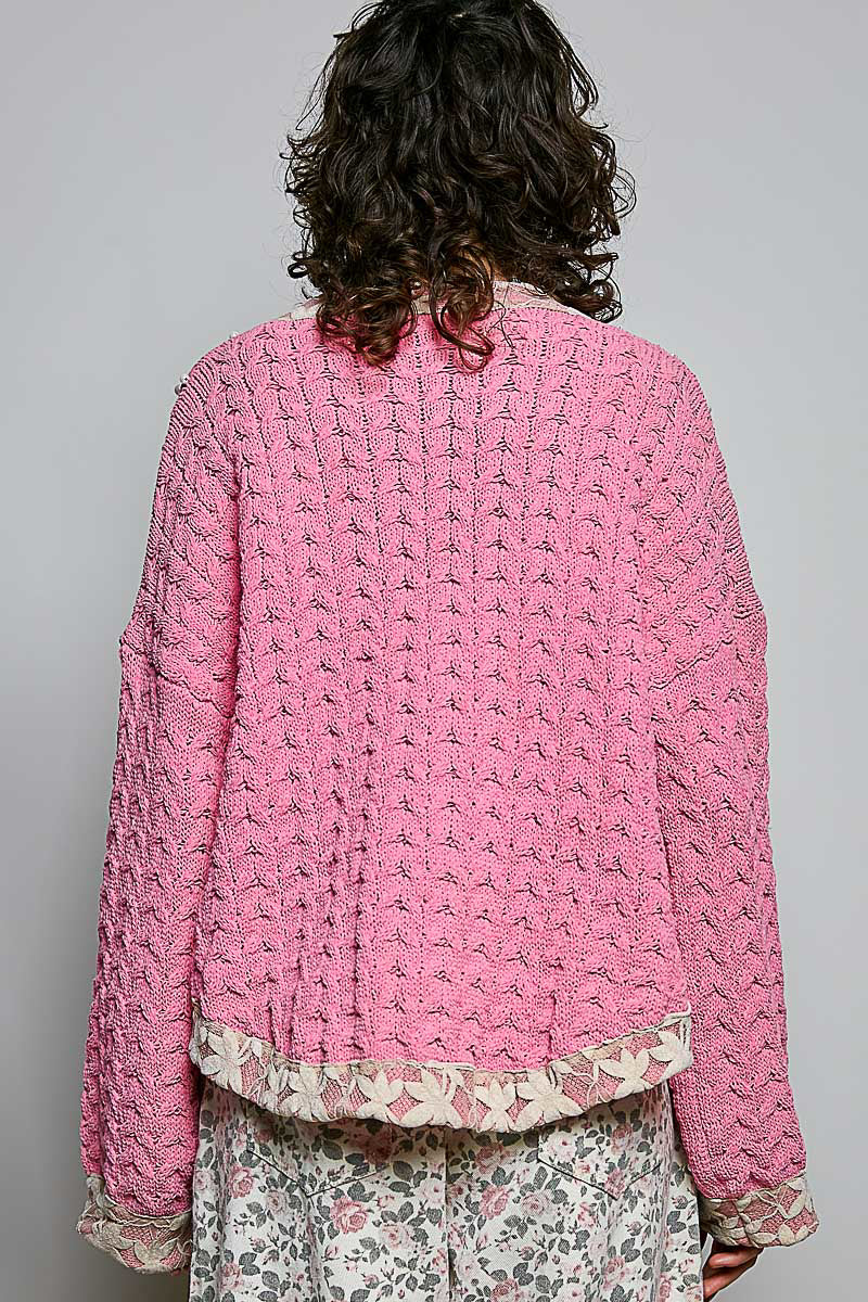 POL Peony Pink Crystal Pearl Cardigan