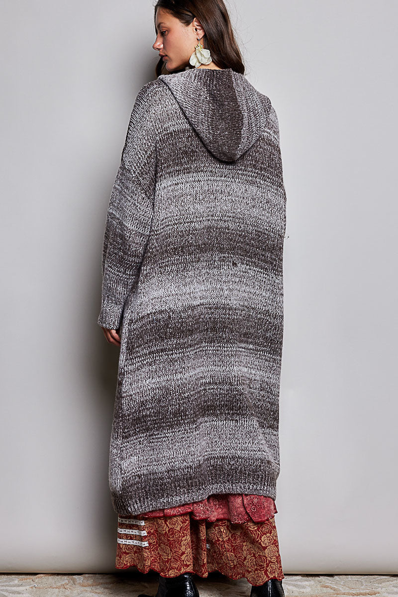 POL Choco Knit Hooded Cardigan