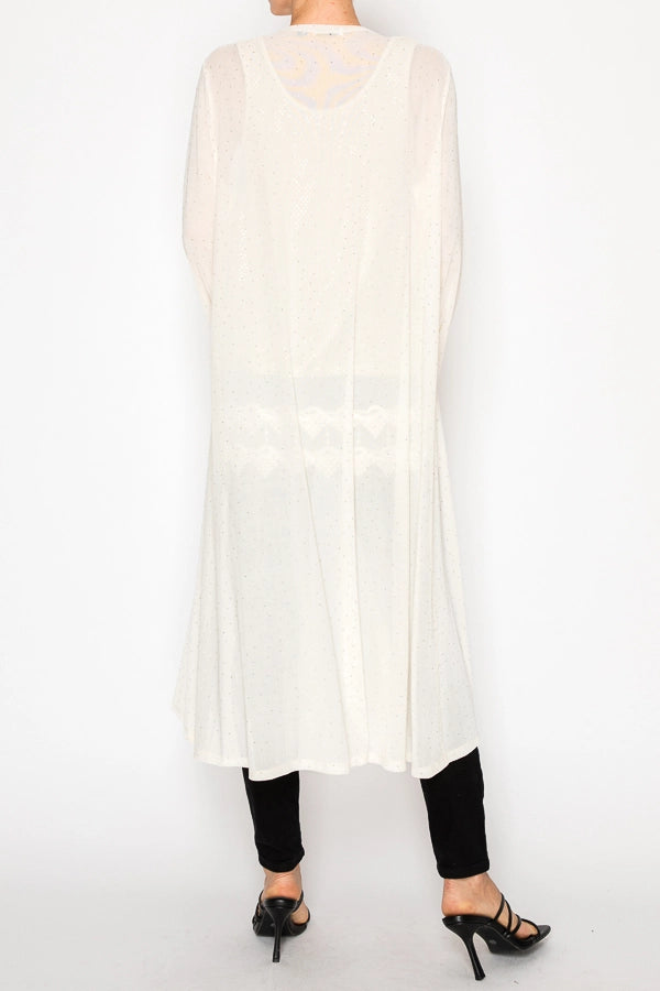 ORIGAMI Sparkly Mesh Duster Beige