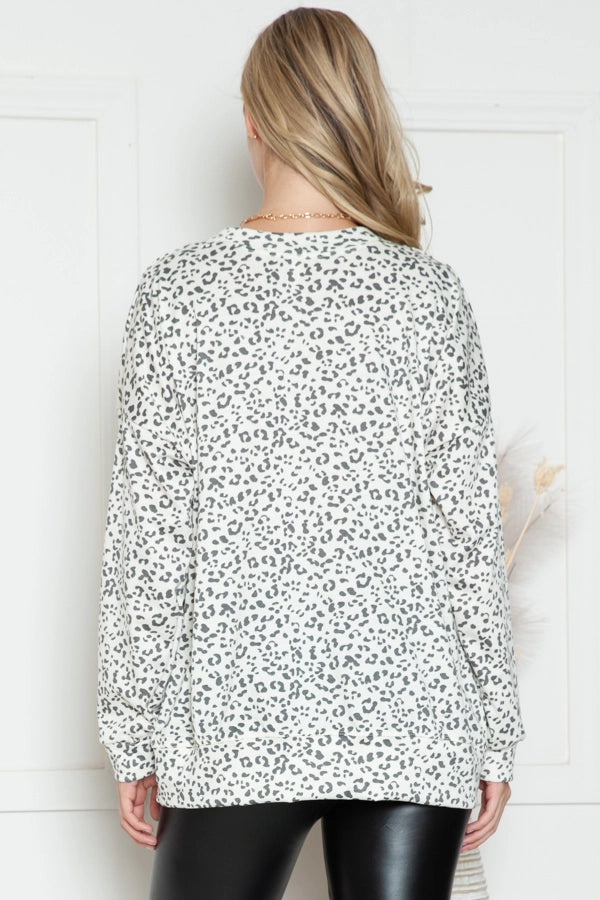 MagicFit Animal Print Oversized Sweatshirt Ivory