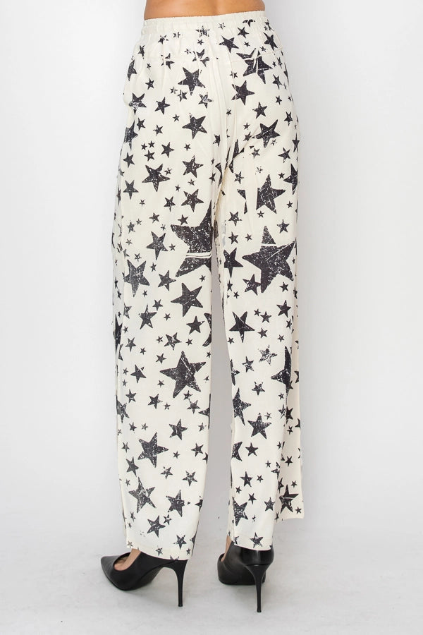 ORIGAMI Relaxed Lace Patchwork Pants with Elastic Drawstring P Star