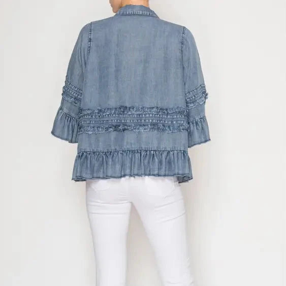 ORIGAMI Chambray Ruffle Jacket