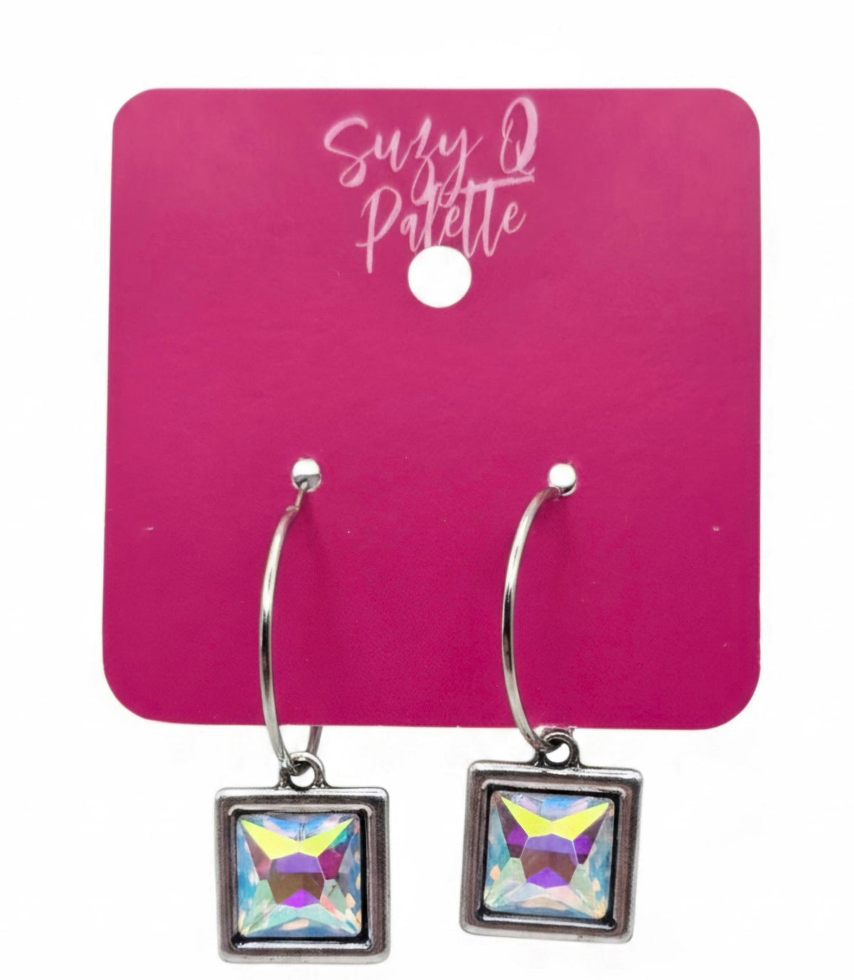 AB Crystal Chiclet Square Earrings