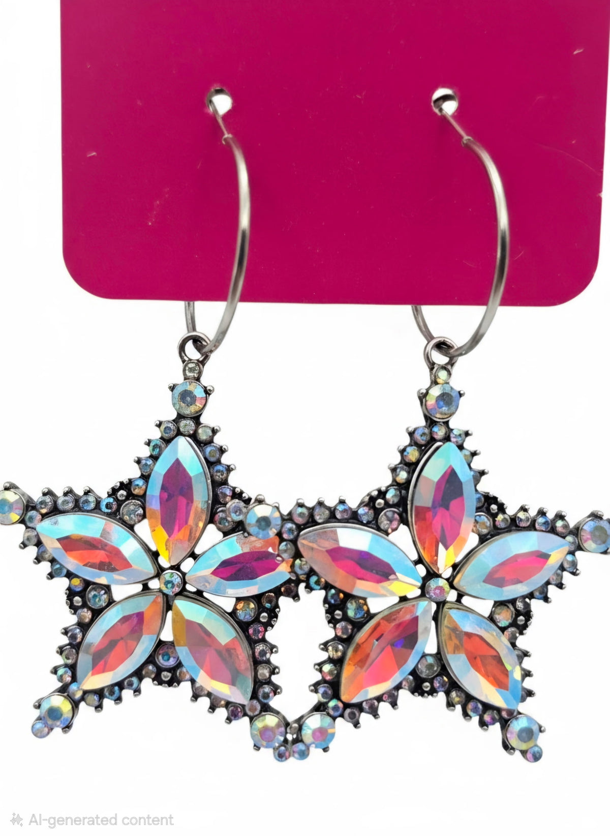 AB Crystal Flower Star Earrings