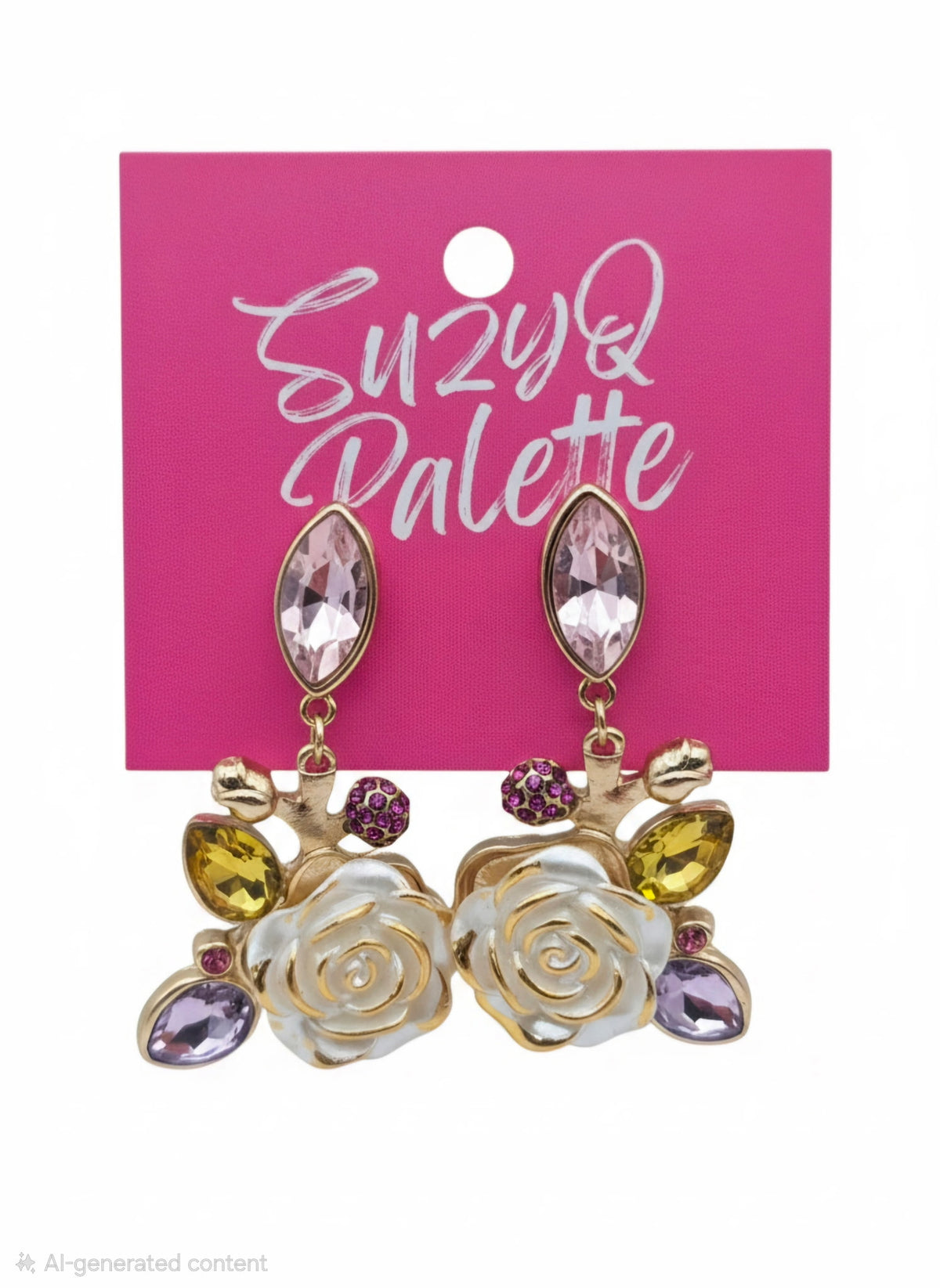 Multi Color Crystal Flower Earrings