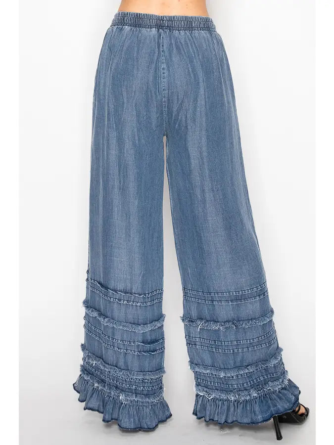 ORIGAMI Chambray Ruffle Pants