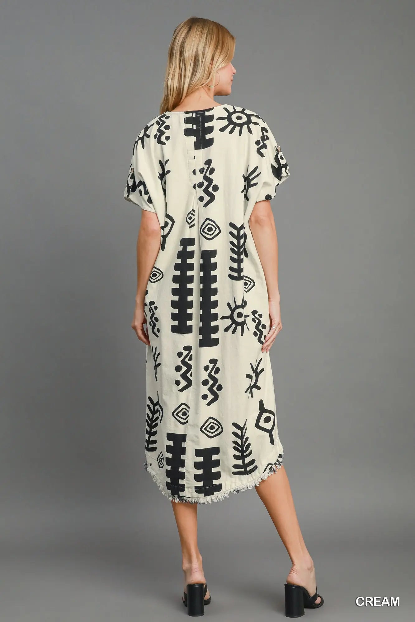 UMGEE Cream Two Tone Aztec Print Midi Dress * Market Special *