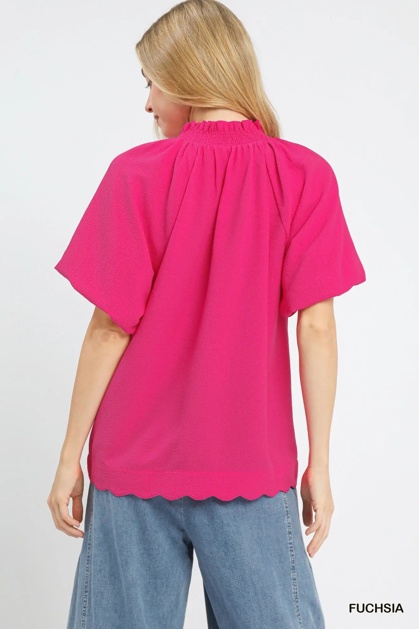UMGEE Fuchsia Scalloped Top