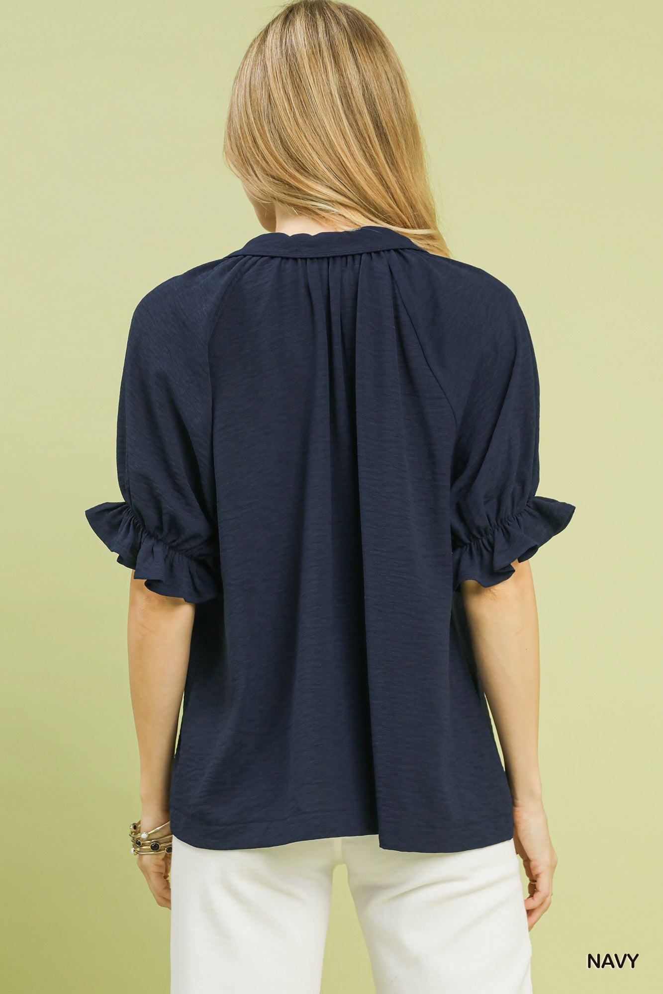 UMGEE Navy Collared V-Neck Top