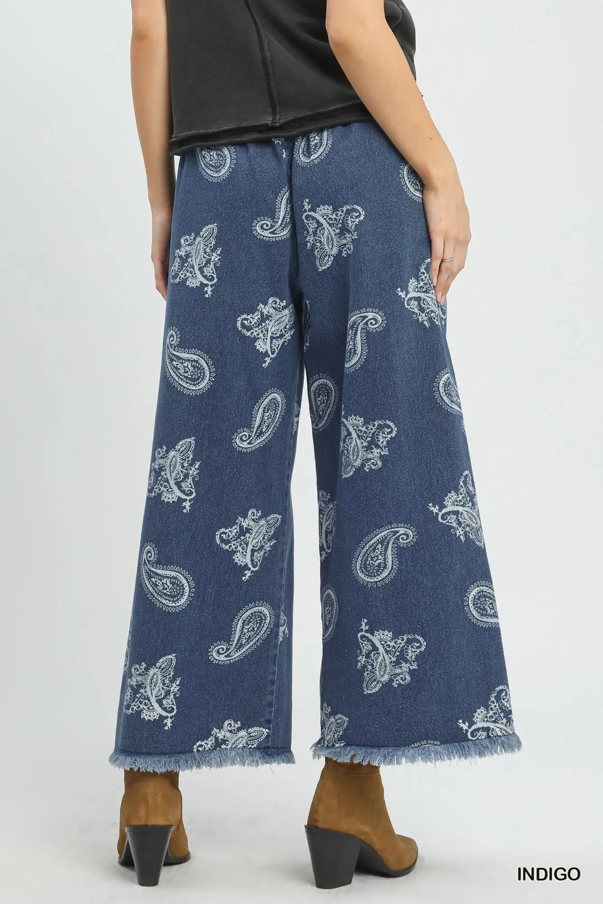 UMGEE Paisley Denim Wide Leg Pants