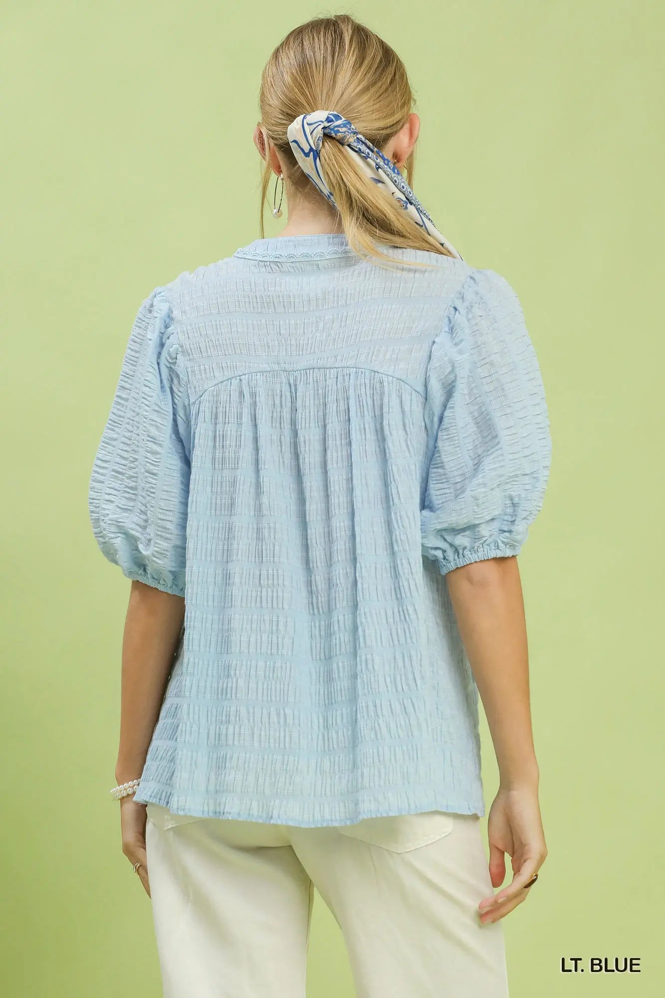 UMGEE Lt. Blue Puff Sleeve Top