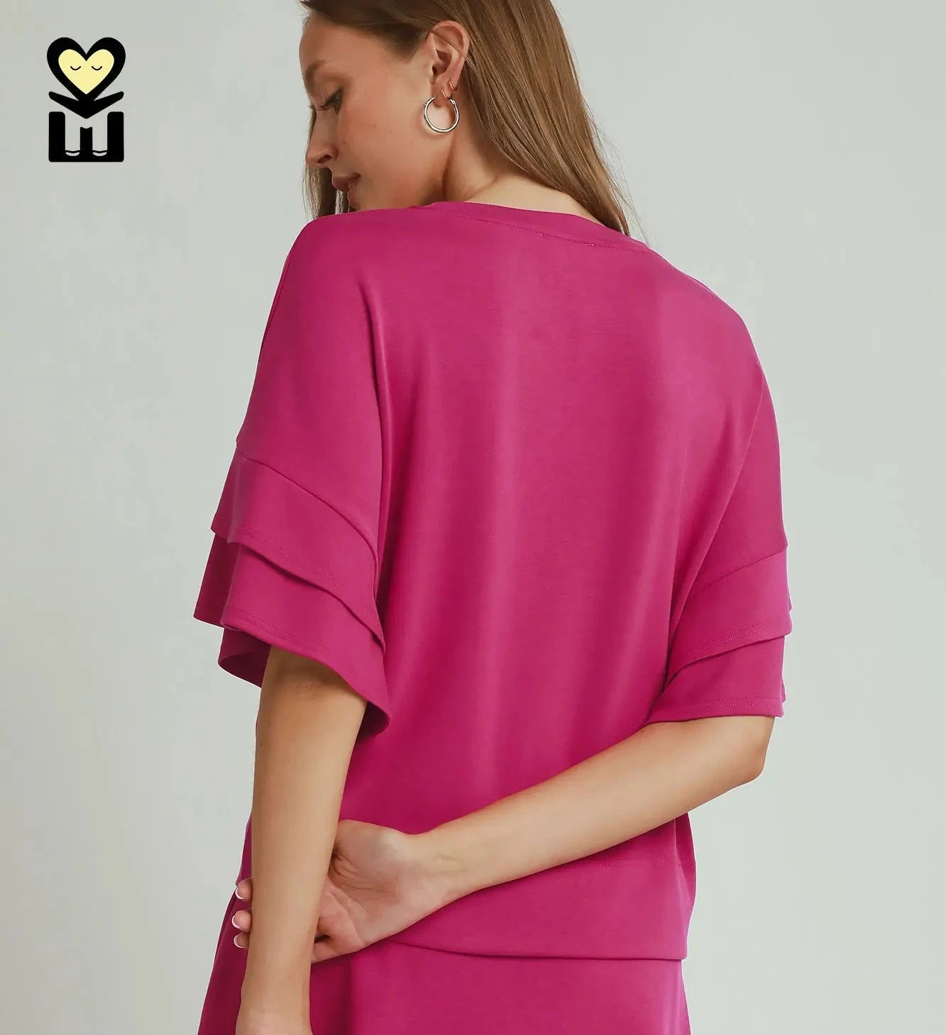 UMGEE Fuchsia Ruffle Sleeve Top