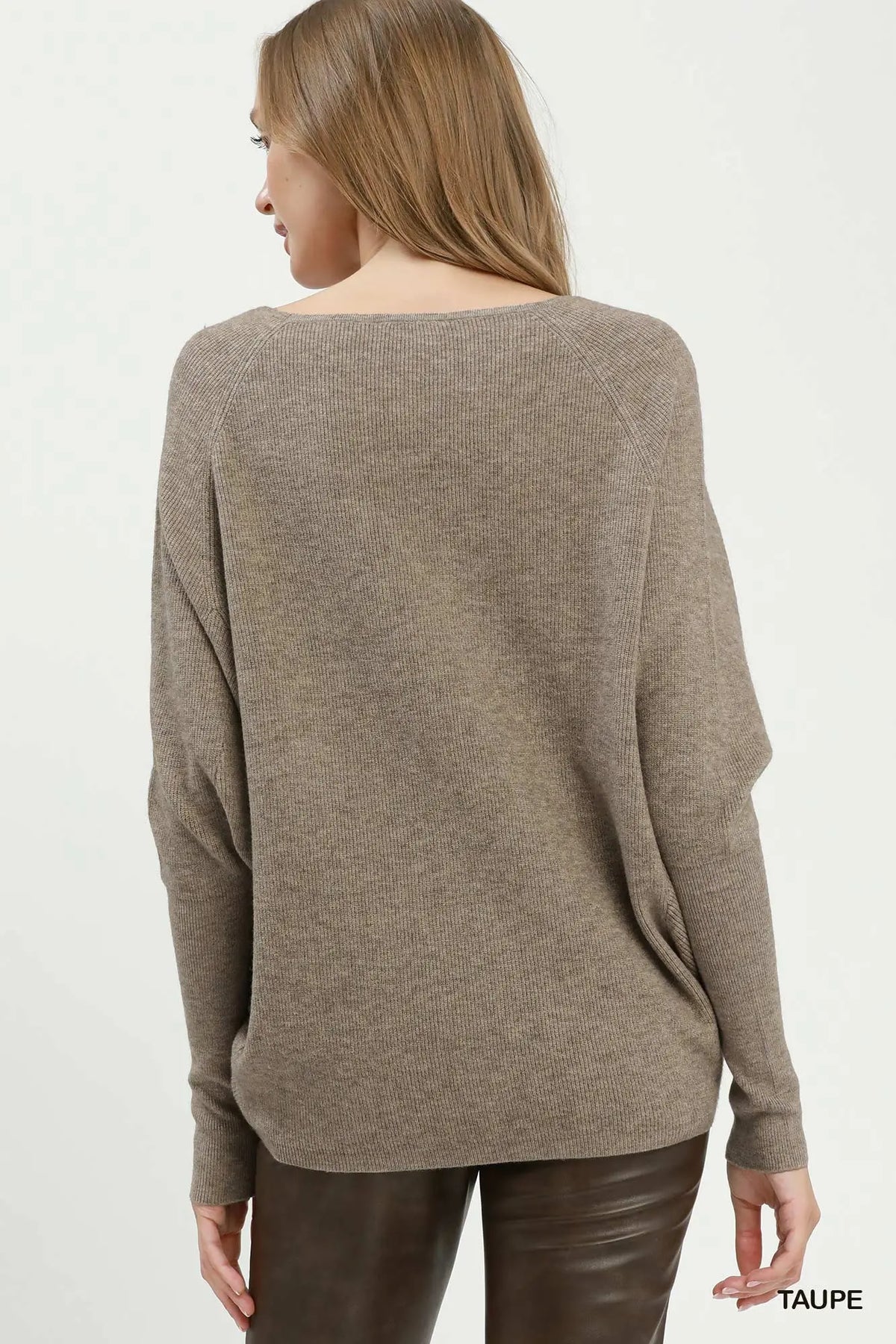 UMGEE Taupe Boat Neck Knit Sweater Top