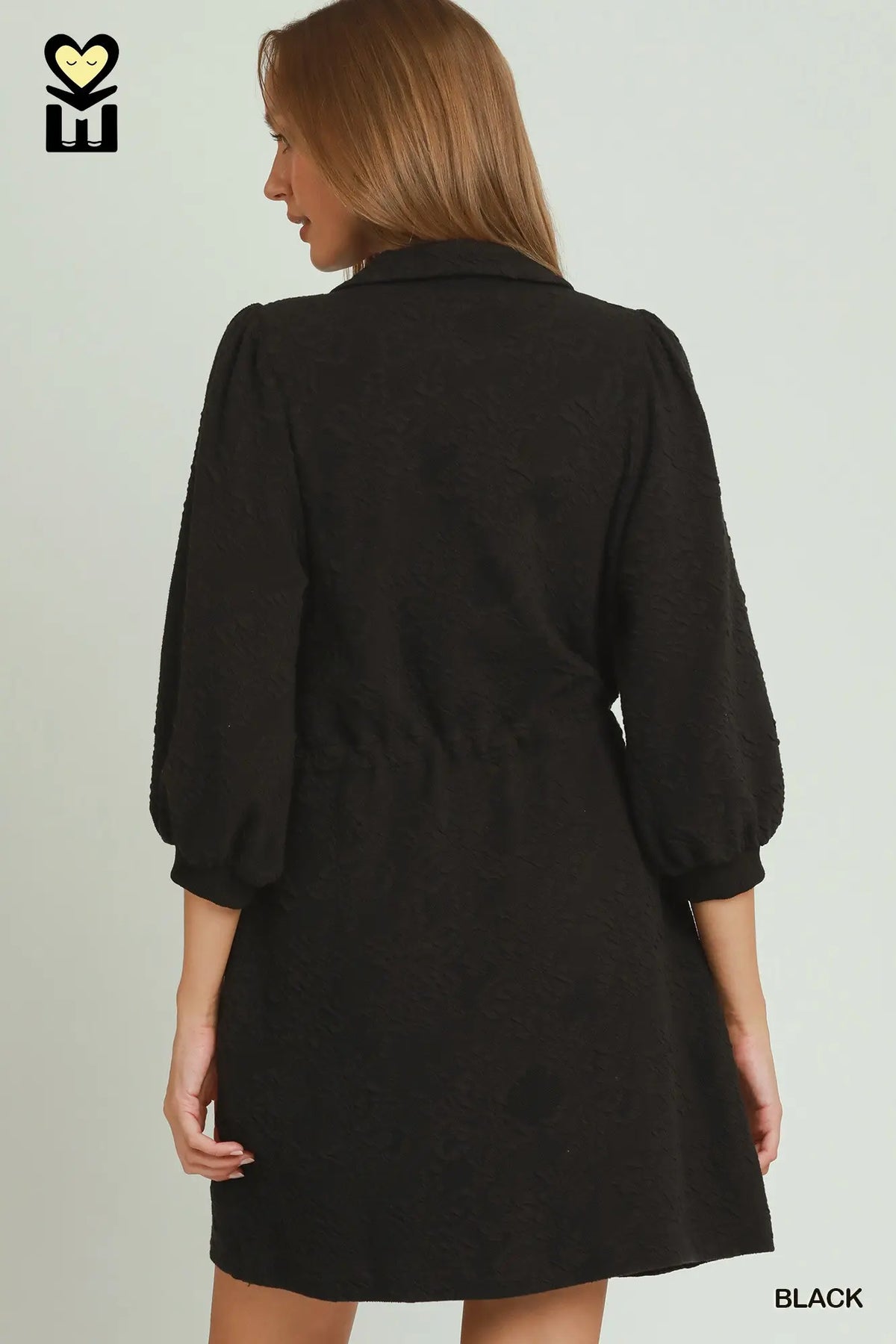 UMGEE Black Textured Jacquard Knit Dress