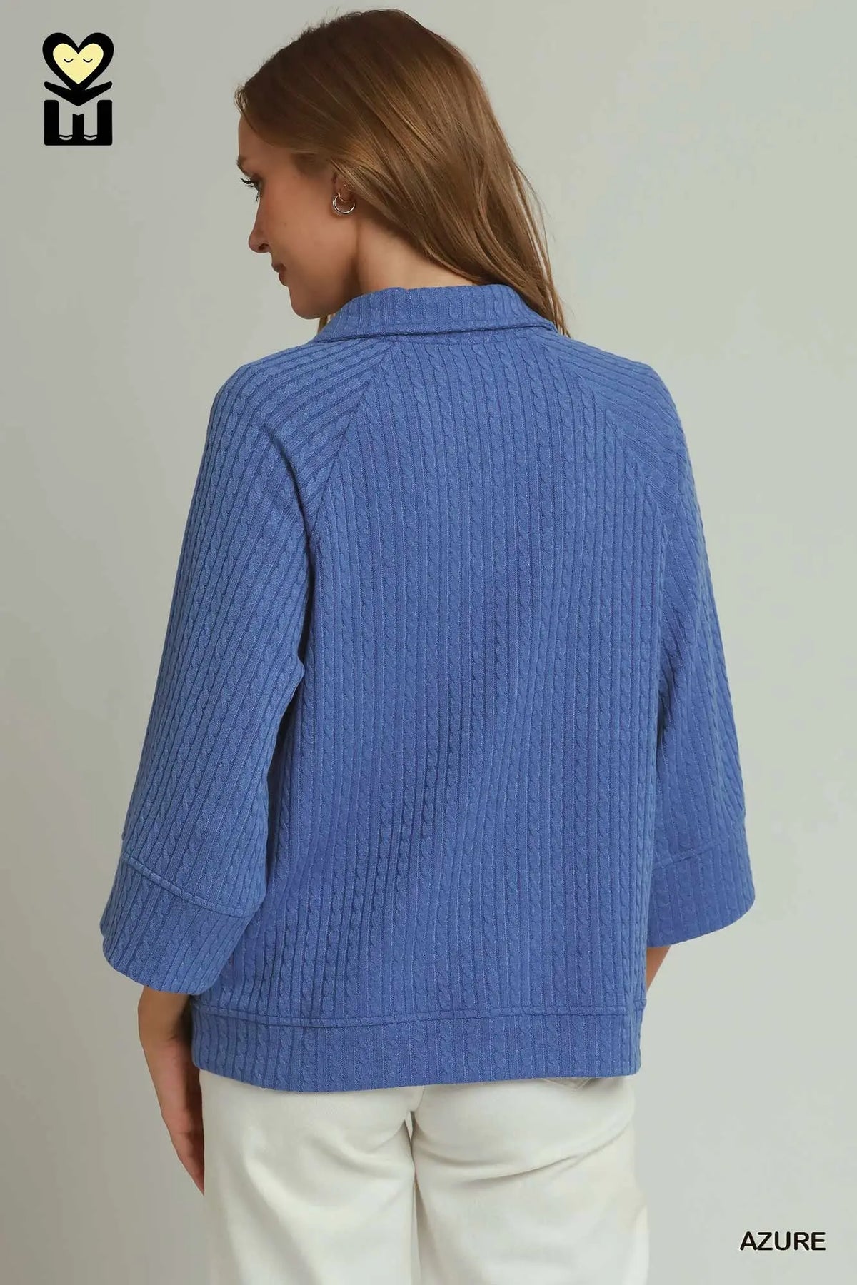 UMGEE Azure Pattern Viscose Blend Half Zip Pullover Sweater