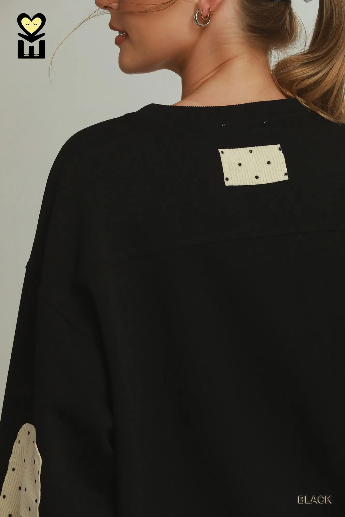 UMGEE Black Dot Elbow Patch Pullover