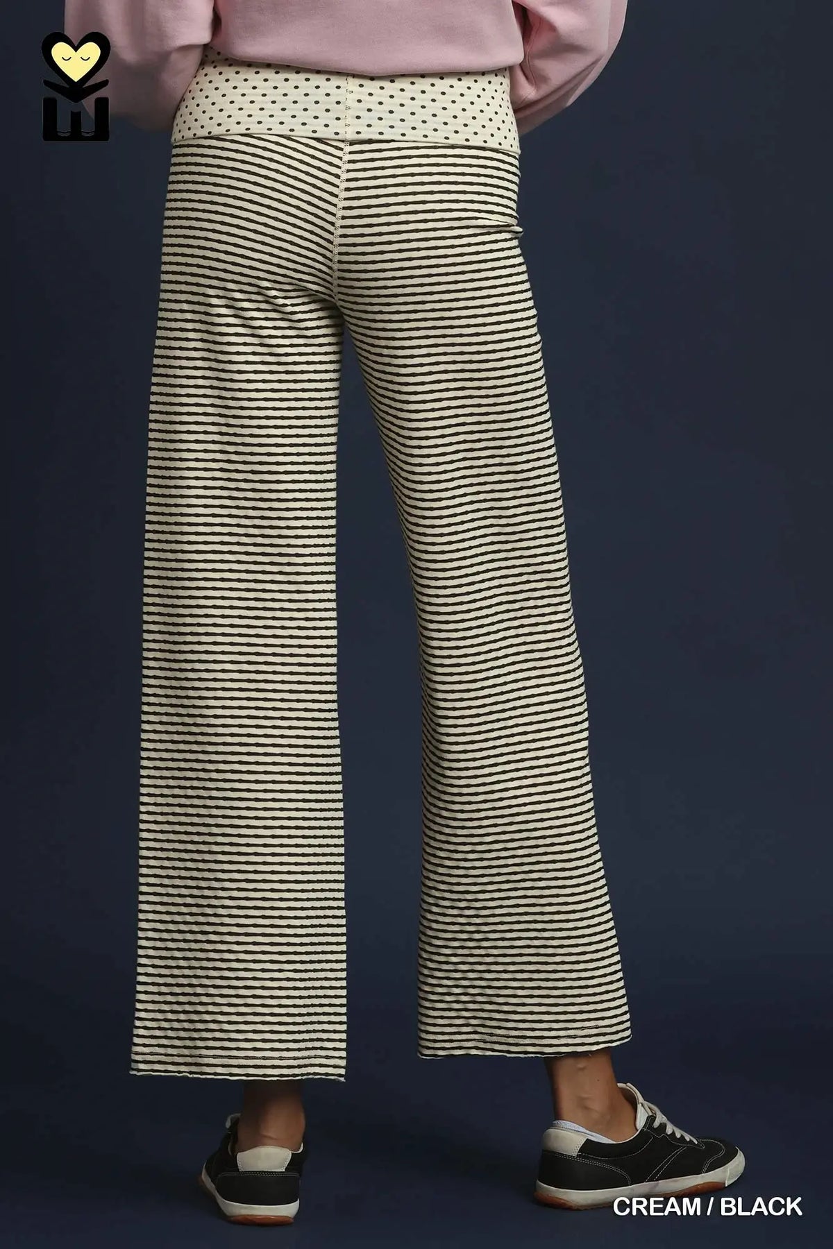 UMGEE Cream / Black Two-Way Reversible Fold-Over Pant