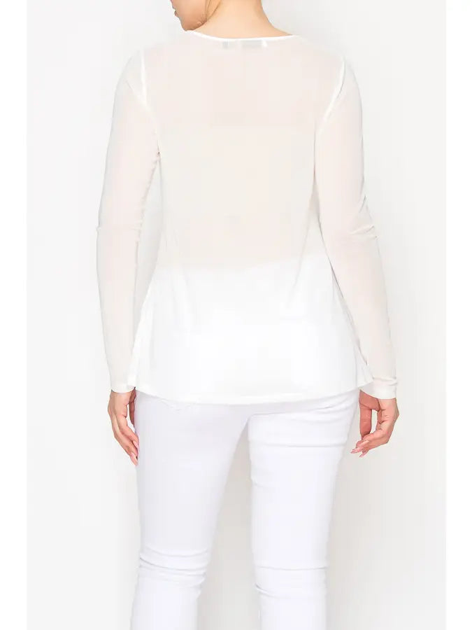 ORIGAMI Ivory Mesh Top