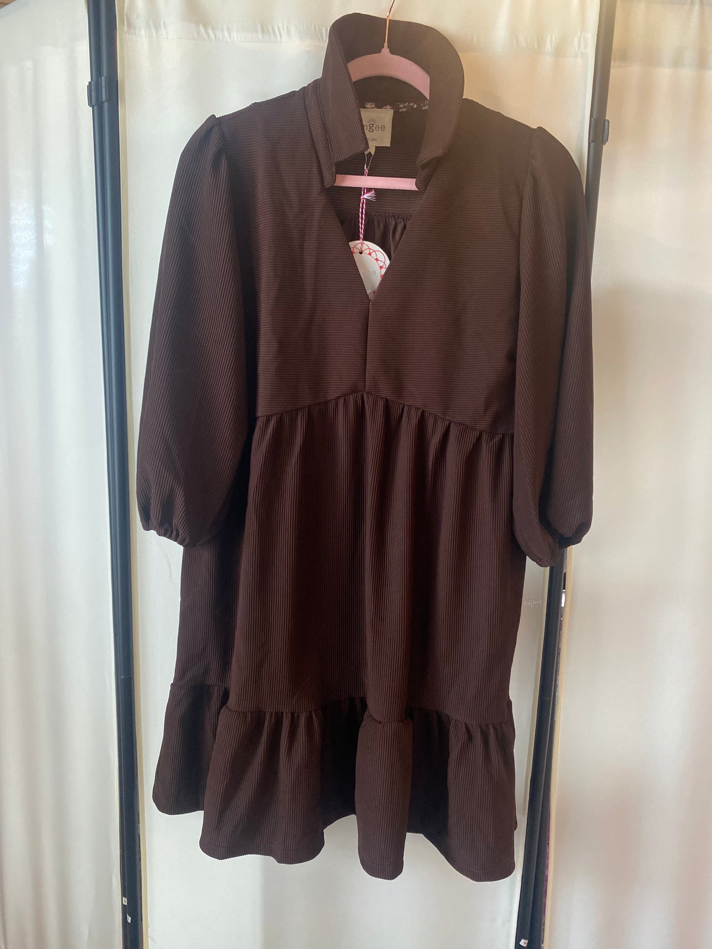Umgee Tiered Ribbed Knit Mini Dress