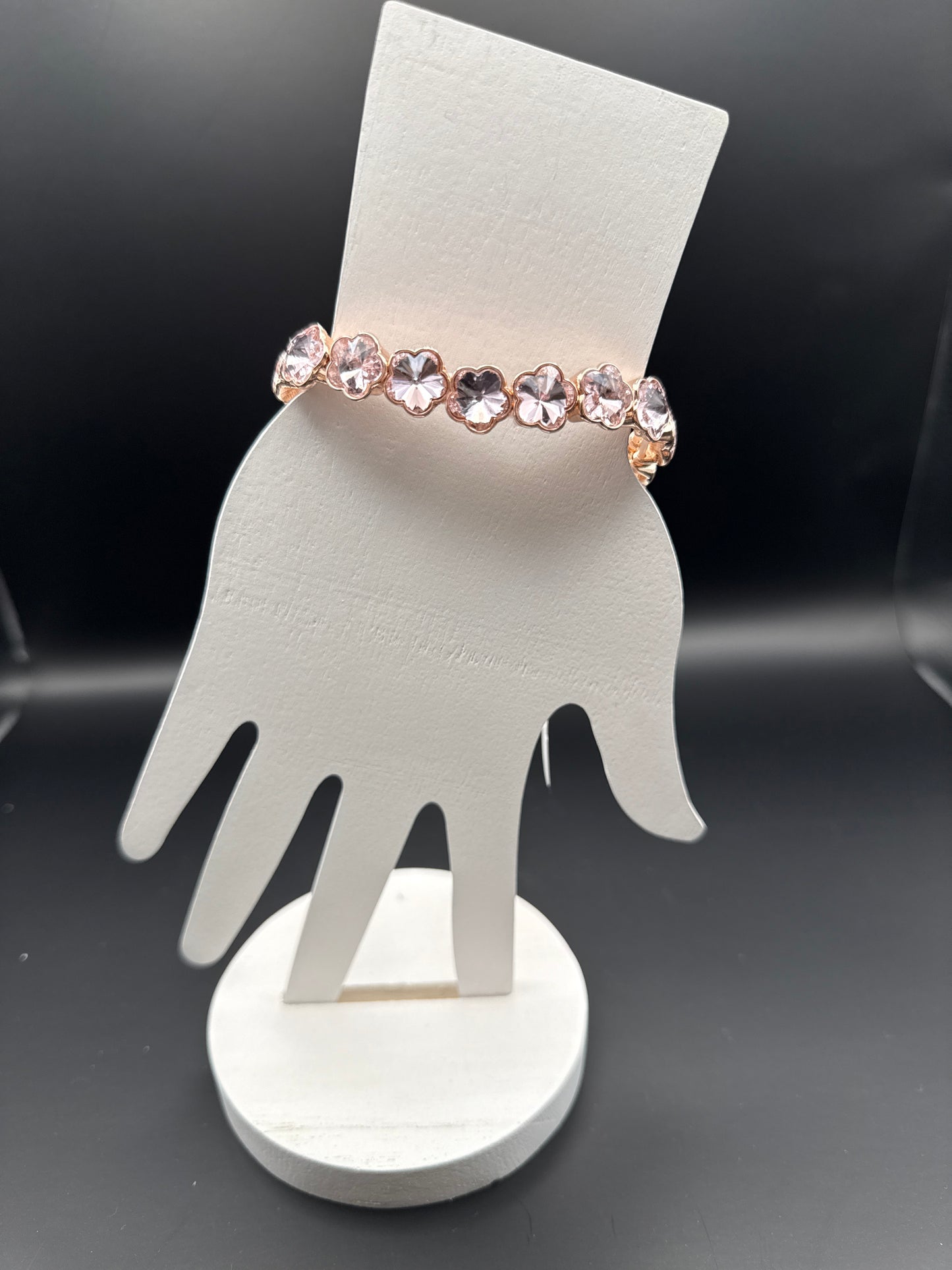 Light Pink Crystal Flower Bracelet