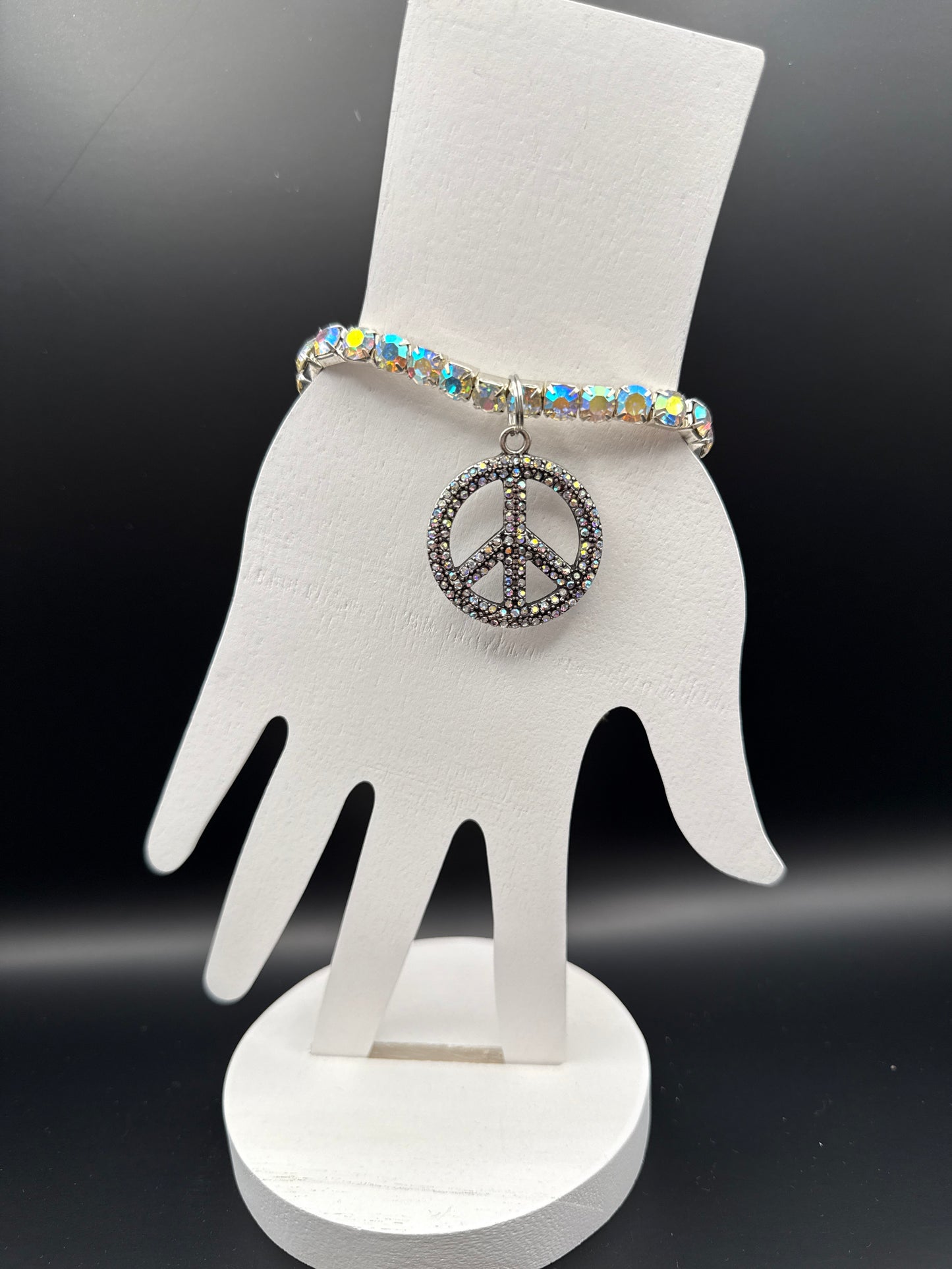 AB Stone Peace Sign Bracelet