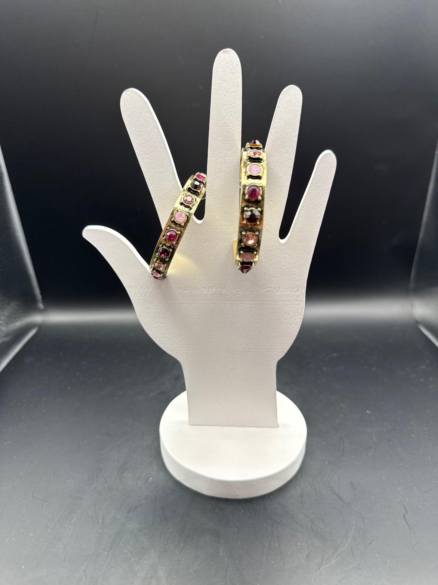 ALICE Multi Pink Stone Burnished Gold Hoop Earrings