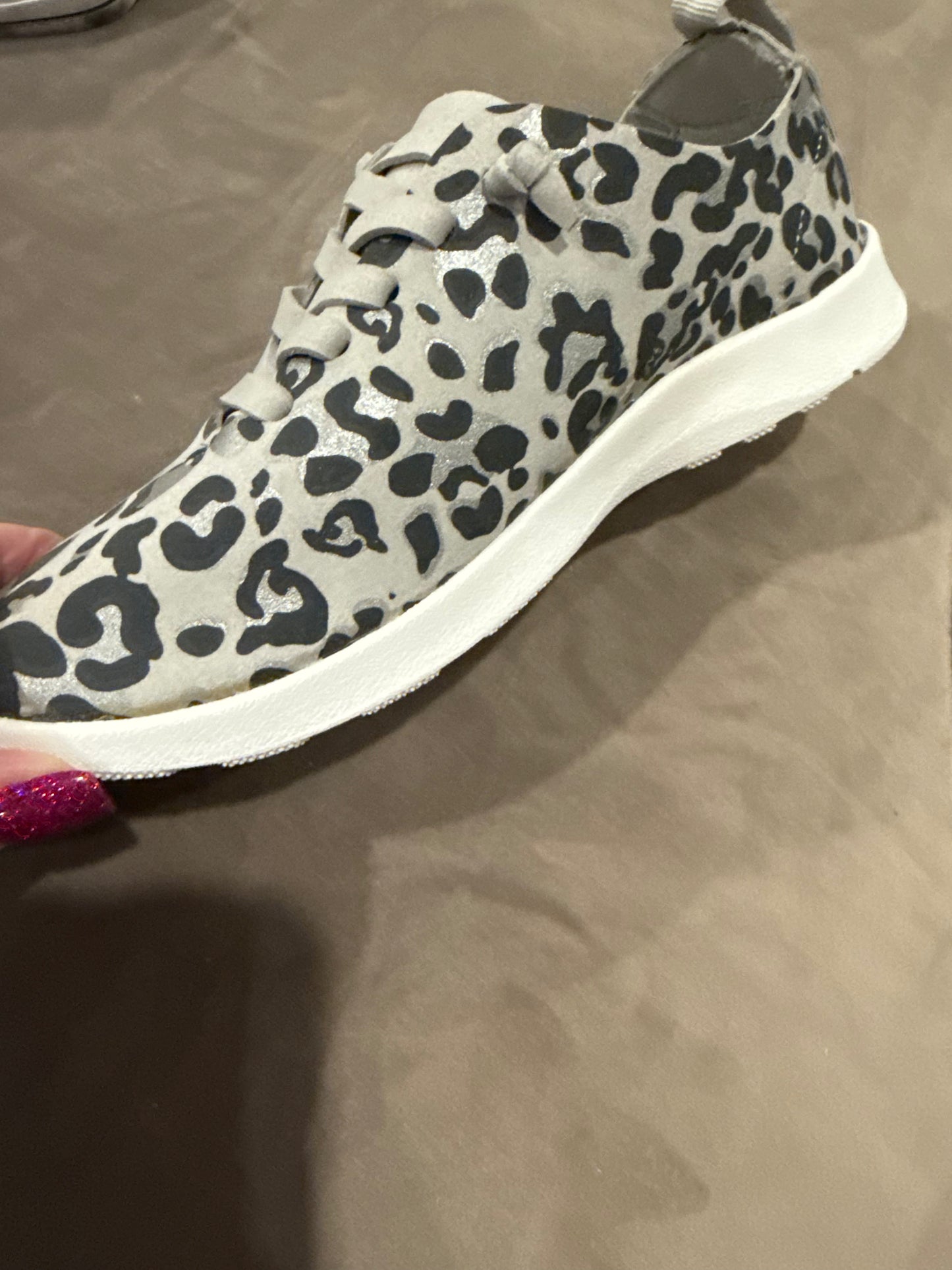 Grey Leopard Print Sneakers