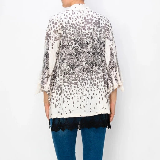 ORIGAMI Lightweight Sequin and Lace Detailed Button-Up Blouse