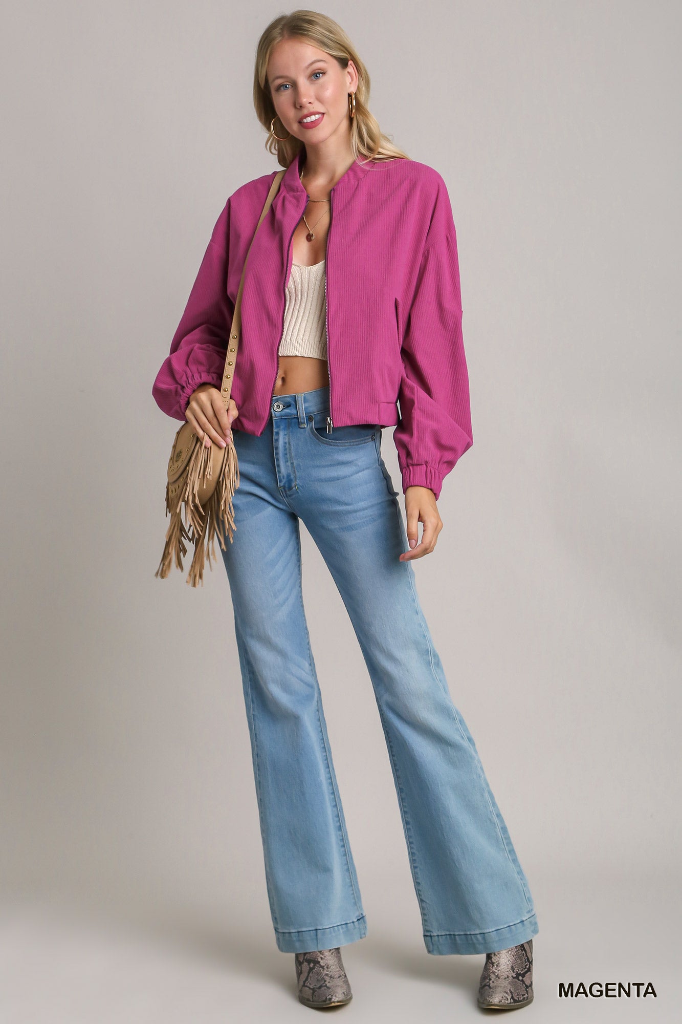 UMGEE Magenta Ribbed Jacket