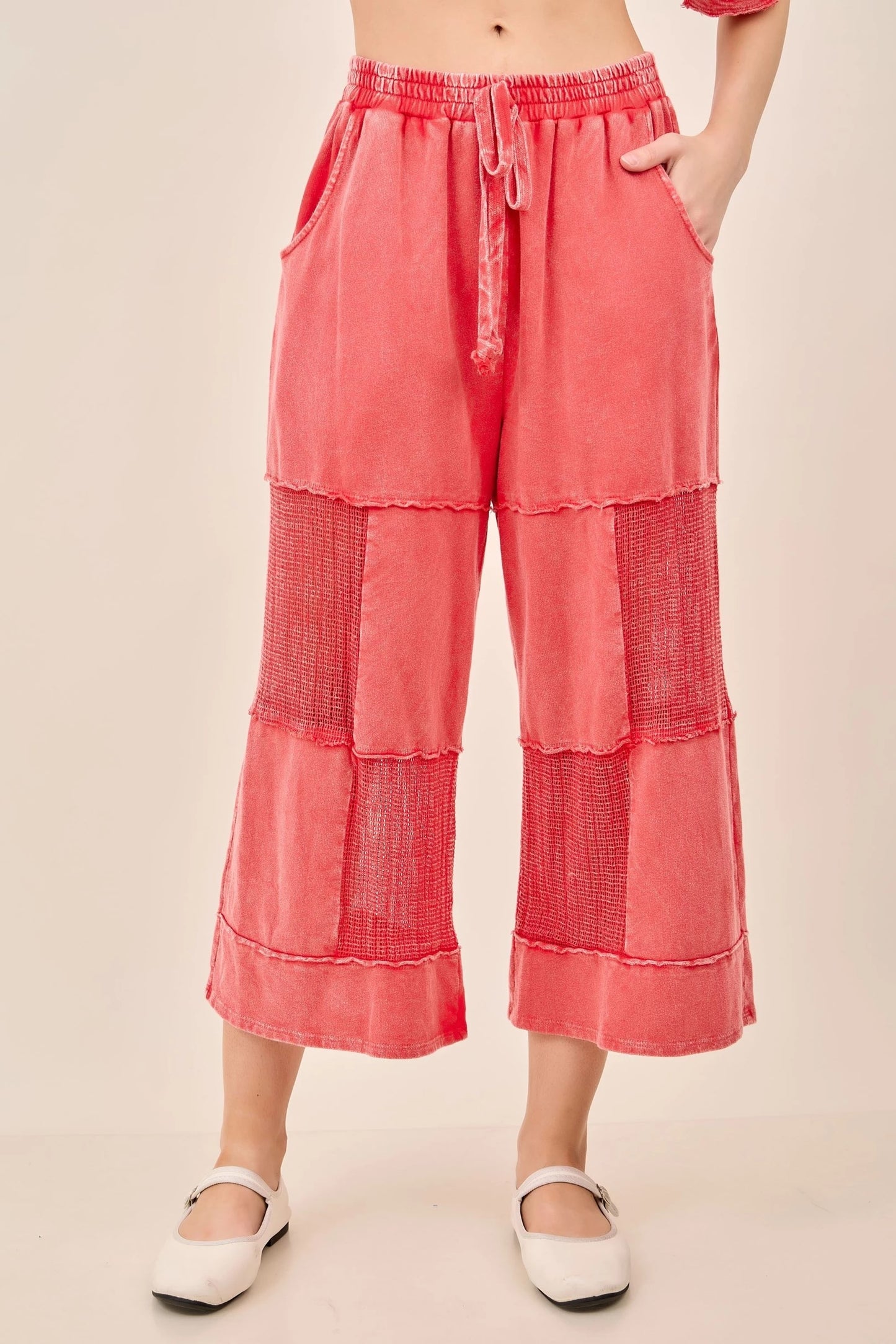 J HER Red Lace Cropped Set