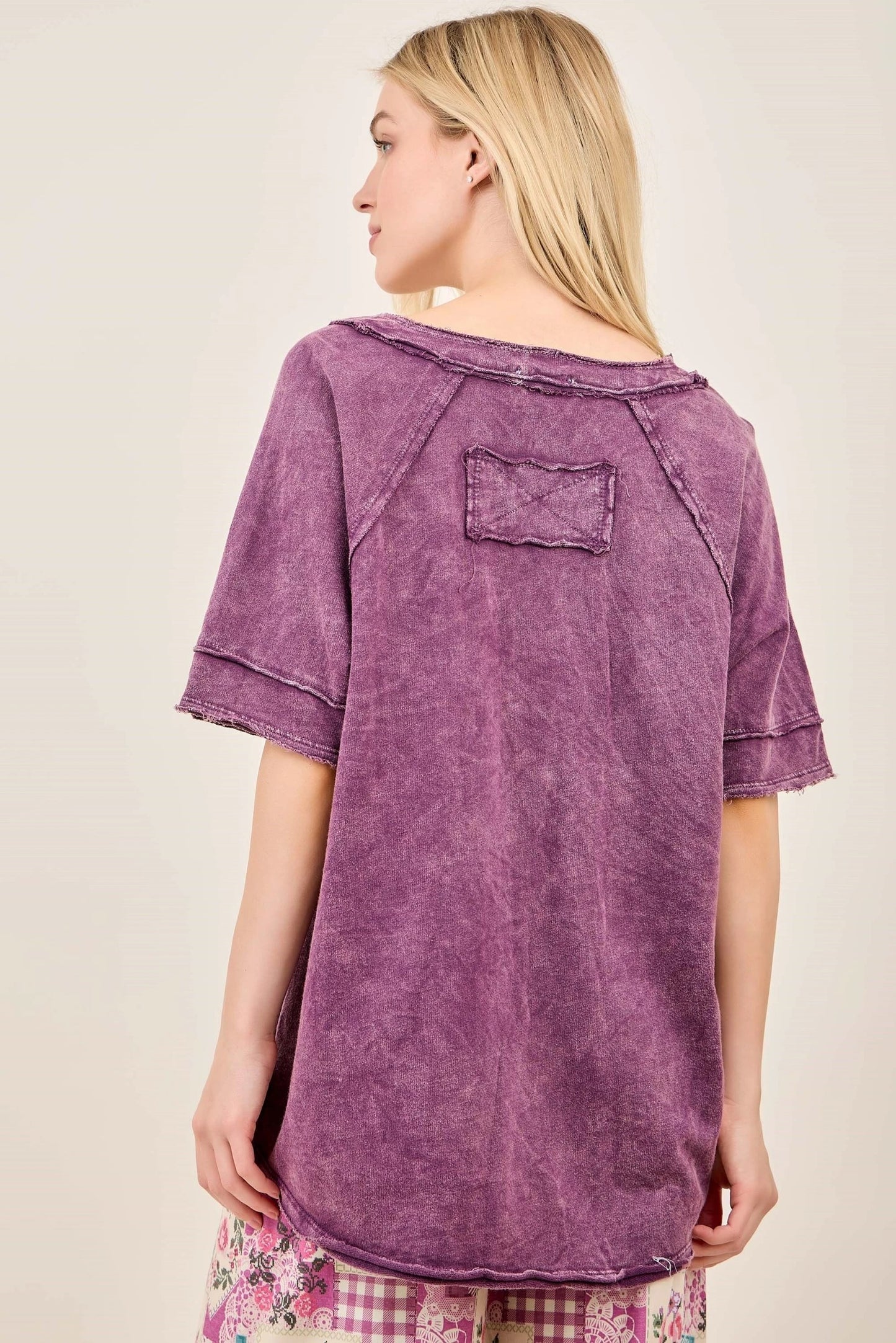 J HER Eggplant V Neck Top