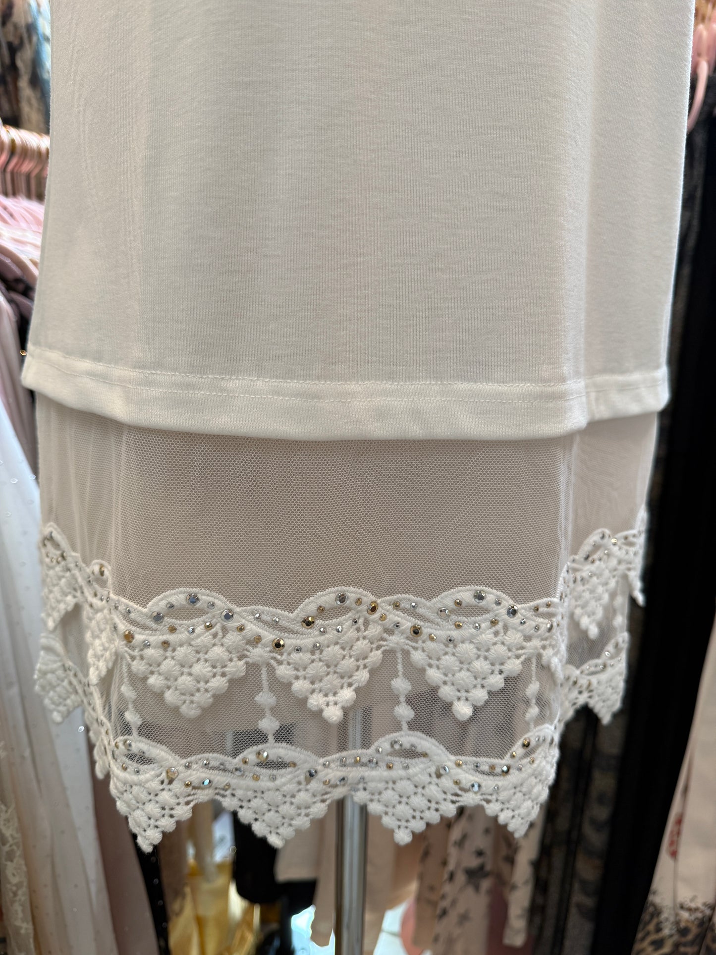 ORIGAMI Ivory Lace with Sequin Tank Extender