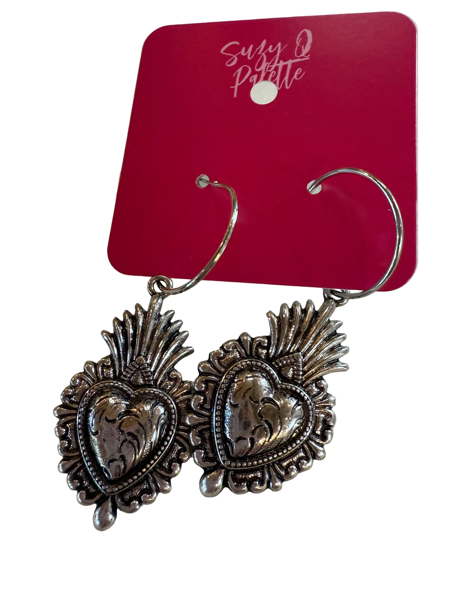Sacred Heart Hoop Earrings