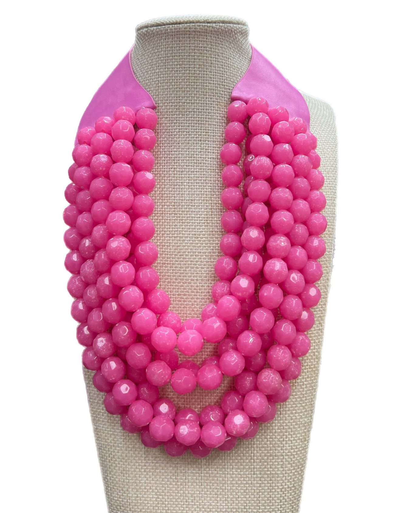 Pink Multilayer Beaded Magnetic Closure Necklace