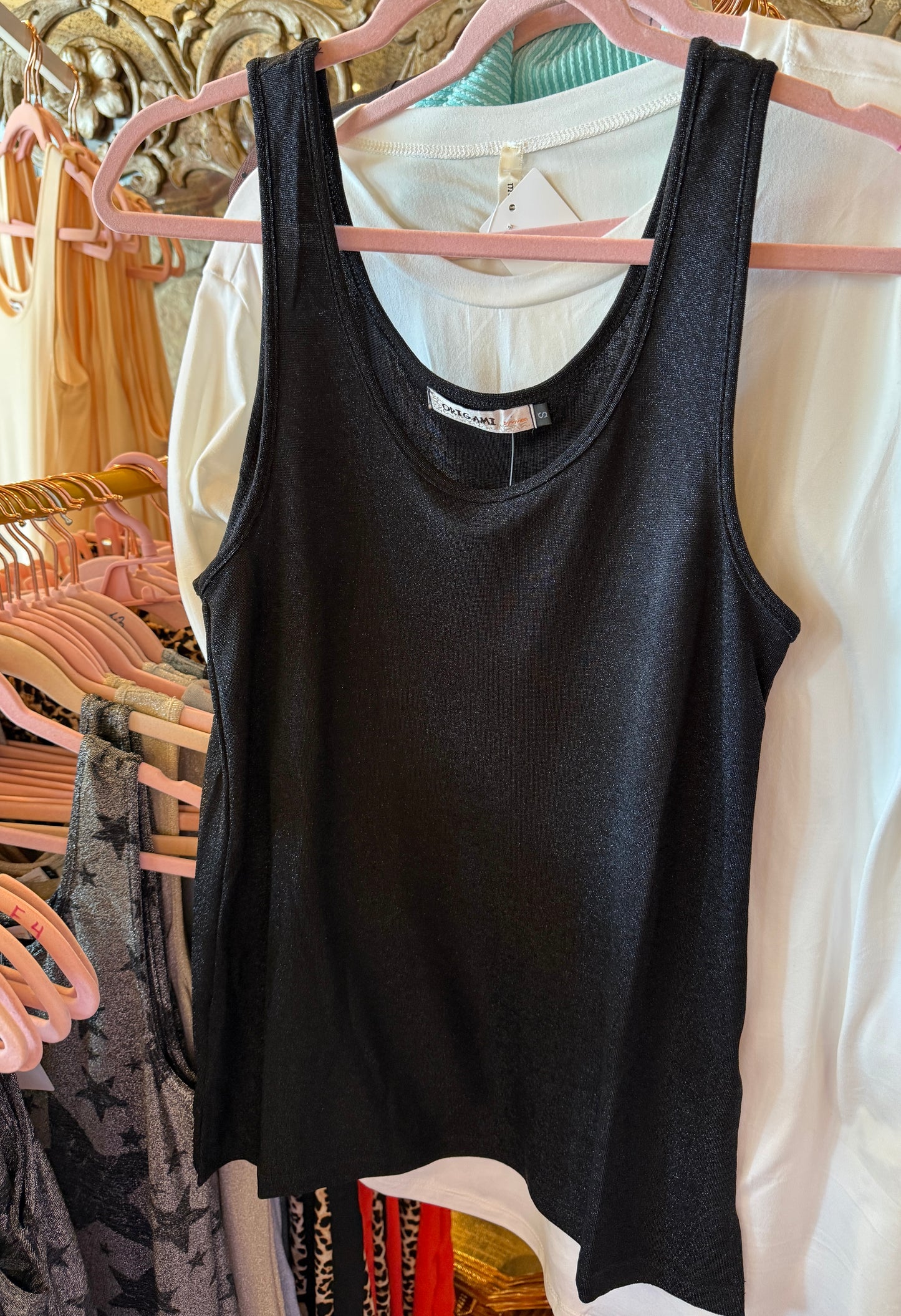 ORIGAMI Black Sparkle Tank Top