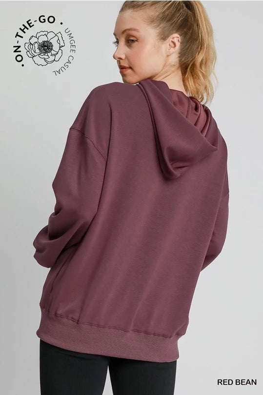 UMGEE Luxx Knit Hoodie in Red Bean