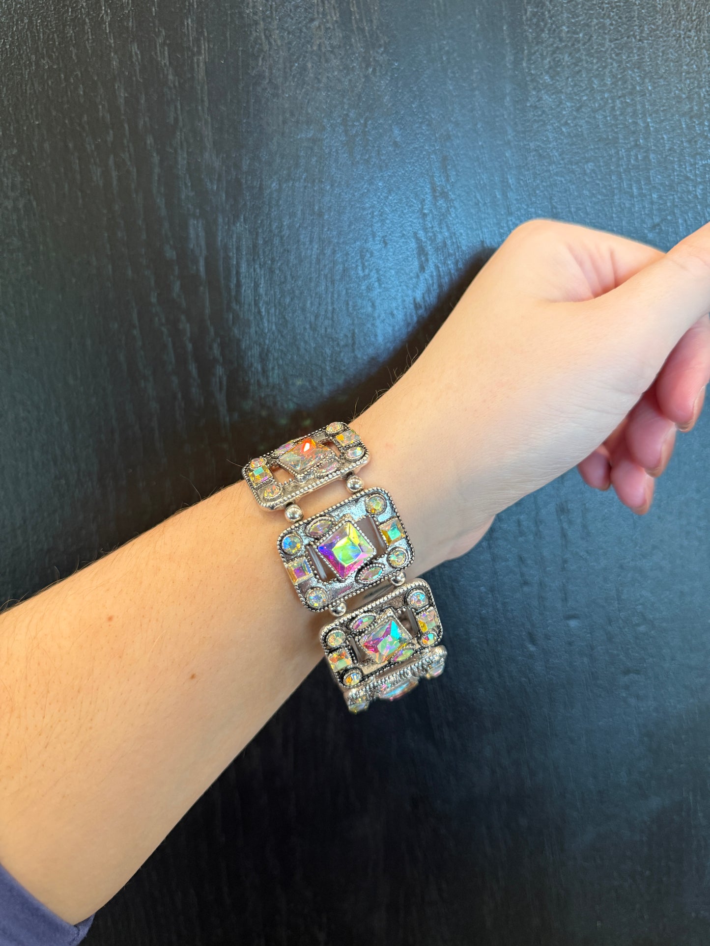 Rectangle AB Stone Stretchy Bracelet