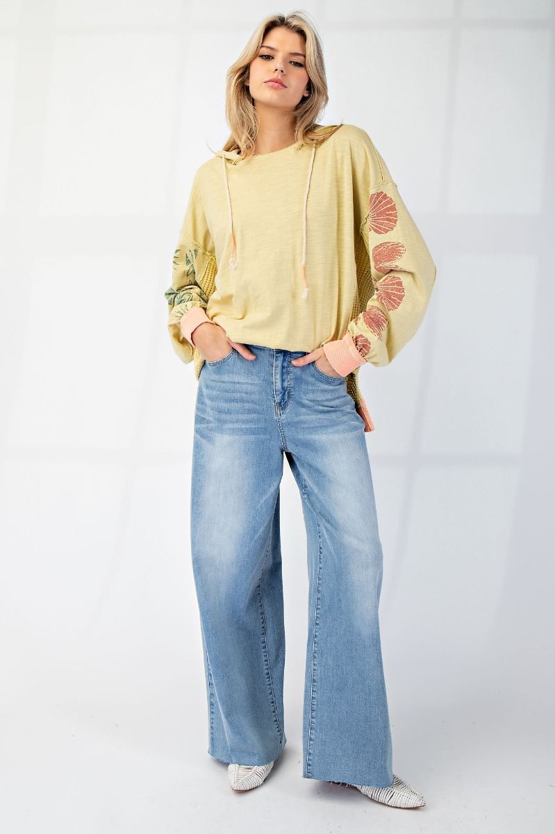 EASEL Soft Washed Stretch Denim Jeans Lt Denim