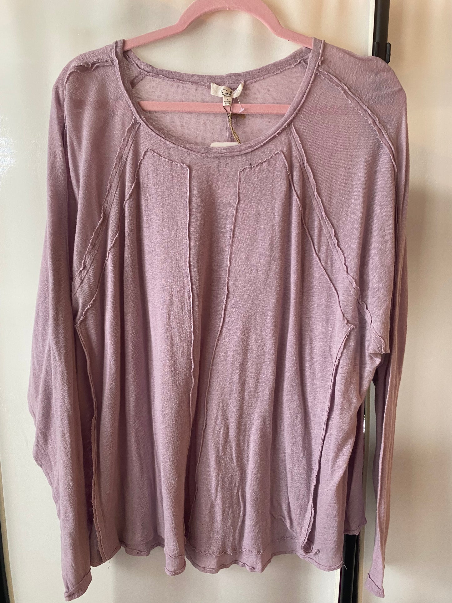 Easel Lavender Long Sleeve Lightweight Top