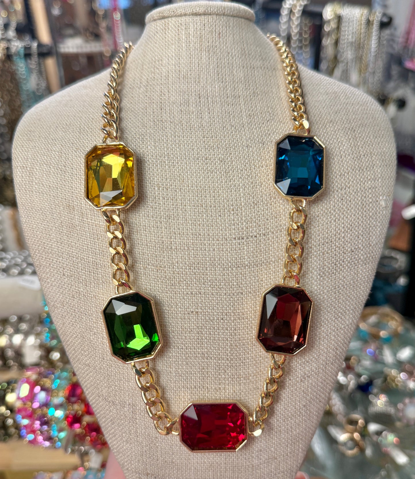 Multi Color Rectangle Necklace