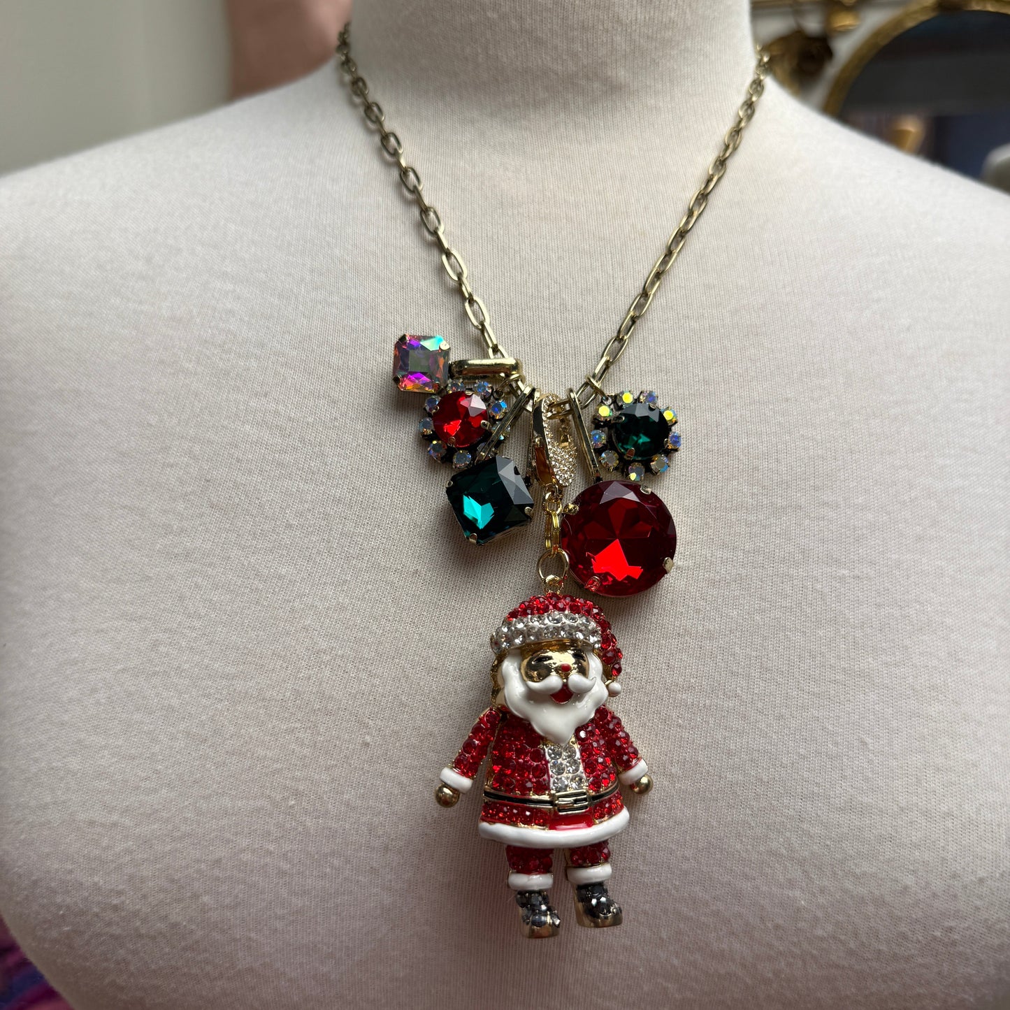 Santa Christmas Charm Necklace
