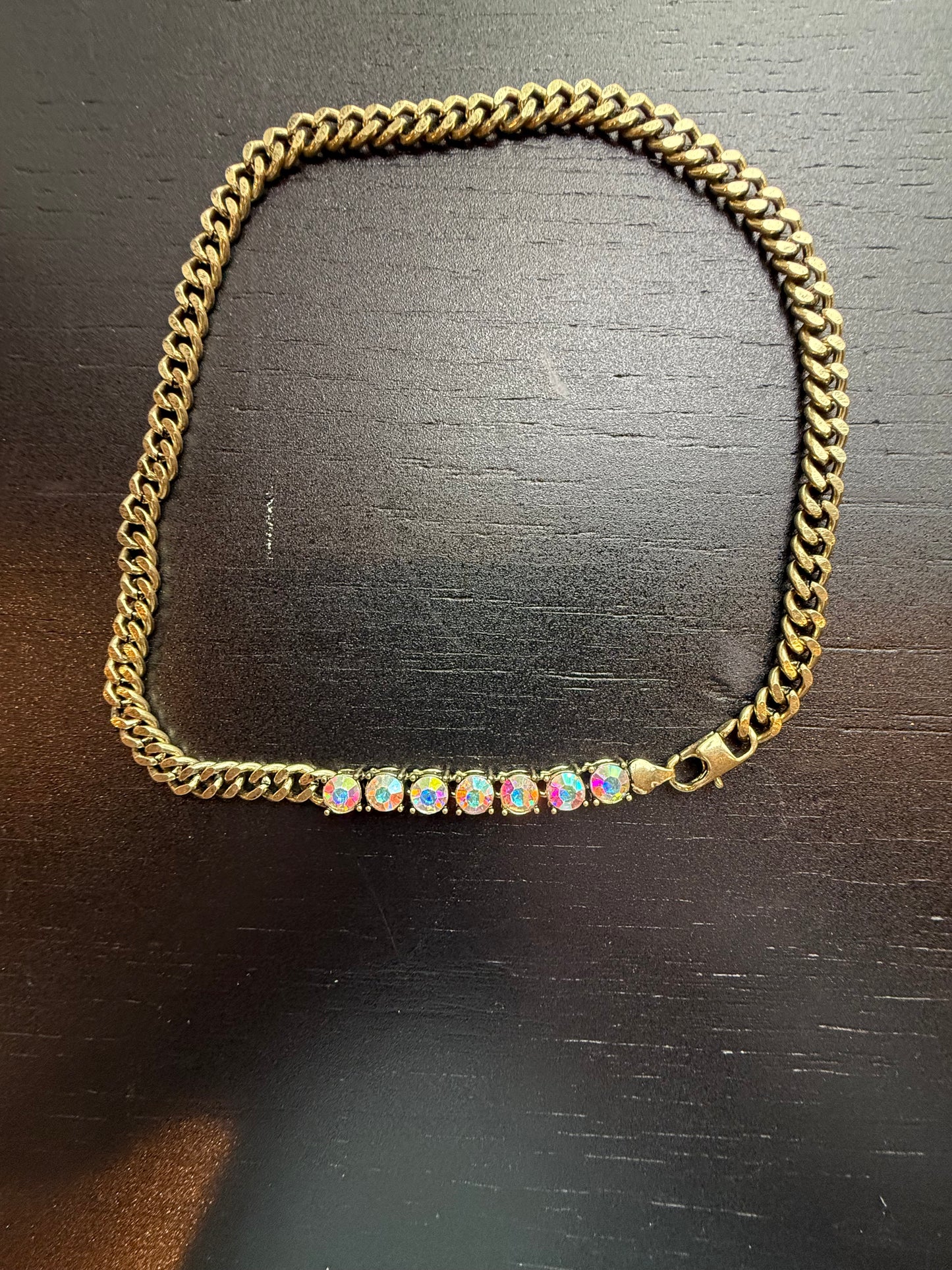 ALICE Small AB Stone Necklace Gold