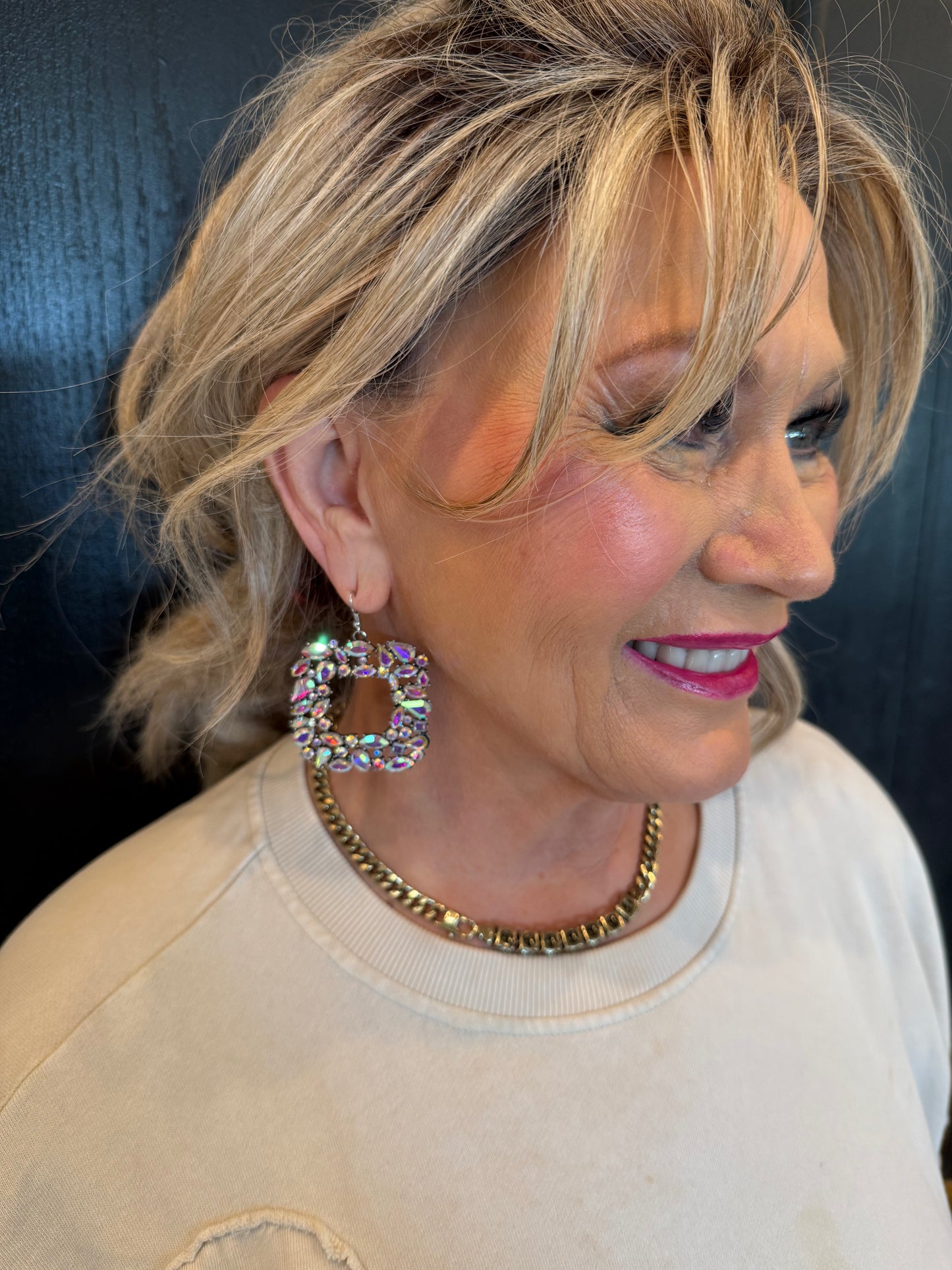 ALICE Large Square AB Stone Earrings