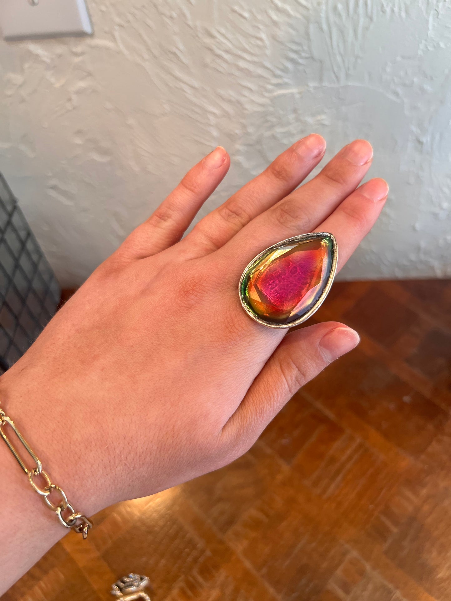 ALICE Pear Shaped Volcano Stone Stretchy Ring