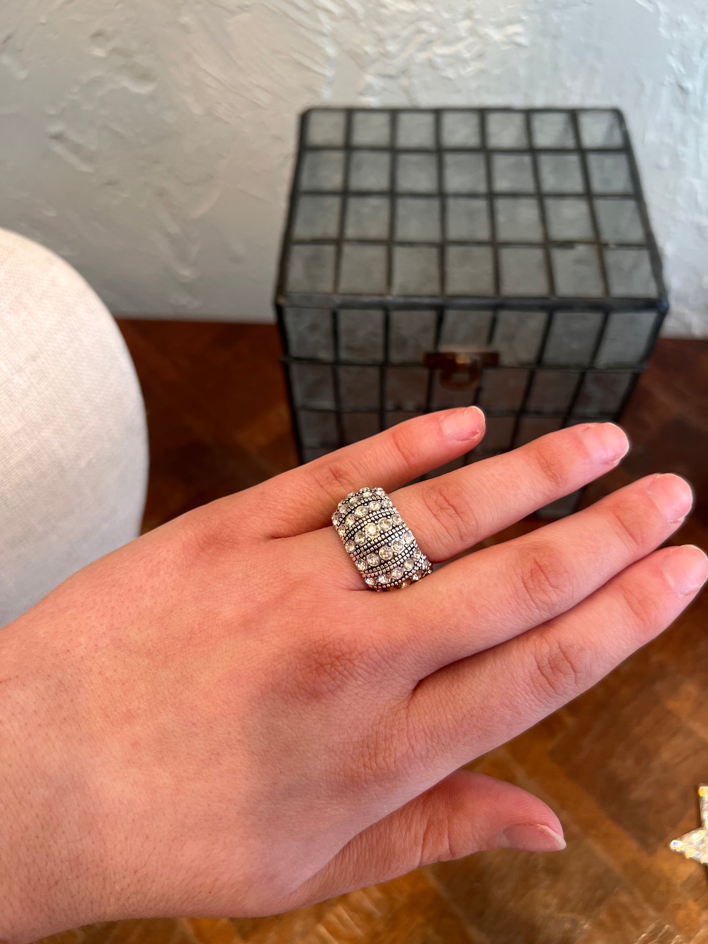 Crystal Channel Ring Silver